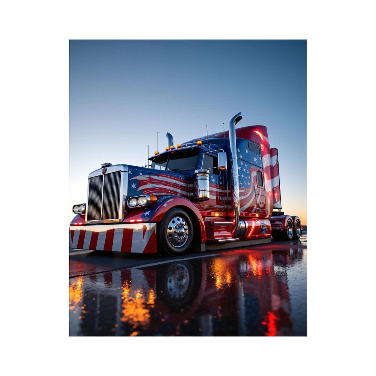 Paint by Numbers Kit for Adults, American Themed Semi Truck Reflection Paint by Numbers, Easy Paint by Numbers Kit for Adults Beginner, DIY Adult Paint by Number Kits on Canvas, Home Decor