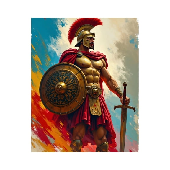 Paint by Numbers Kit for Adults, Ancient Warrior With Shield Sword Paint by Numbers, Easy Paint by Numbers Kit for Adults Beginner, DIY Adult Paint by Number Kits on Canvas, Home Decor