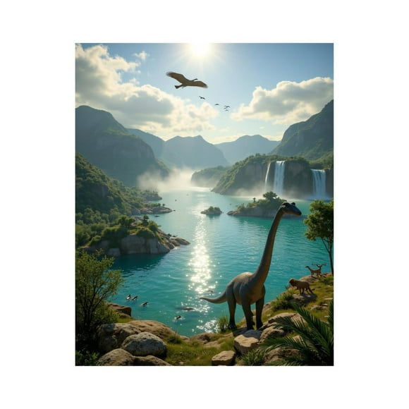 Paint by Numbers Kit for Adults, Ancient Waterfall Dinosaur Landscape Paint by Numbers, Easy Paint by Numbers Kit for Adults Beginner, DIY Adult Paint by Number Kits on Canvas, Home Decor 12x16in