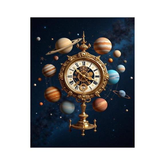 Paint by Numbers Kit for Adults, Antique Clock Planets Galaxies Art Paint by Numbers, Easy Paint by Numbers Kit for Adults Beginner, DIY Adult Paint by Number Kits on Canvas, 12x16in Home Decor