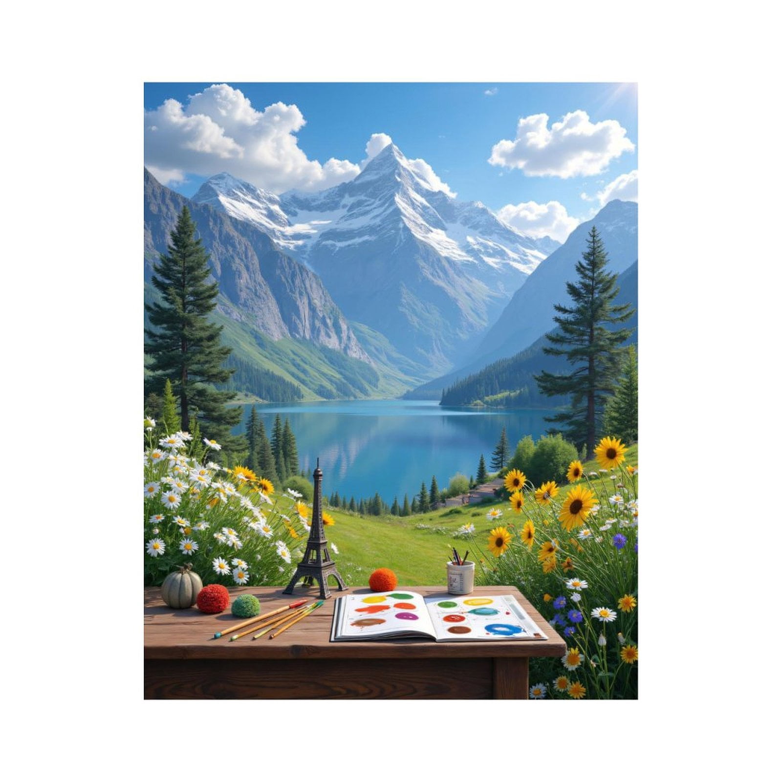 Paint by Numbers Kit for Adults, Artistic Mountain Lake Painting Scene ...