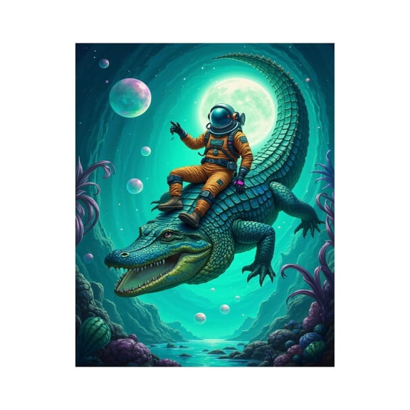 Paint by Numbers Kit for Adults, Astronaut Alligator Cosmic Adventure Paint by Numbers, Easy Paint by Numbers Kit for Adults Beginner, DIY Adult Paint by Number Kits on Canvas, Home Decor 12x16in