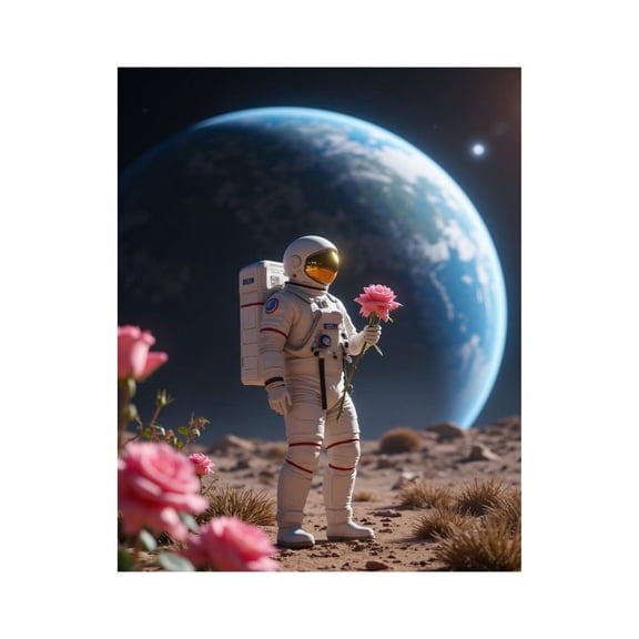 Paint by Numbers Kit for Adults, Astronaut With Rose On Alien Planet Paint by Numbers, Easy Paint by Numbers Kit for Adults Beginner, DIY Adult Paint by Number Kits on Canvas, 12x16in Home Decor