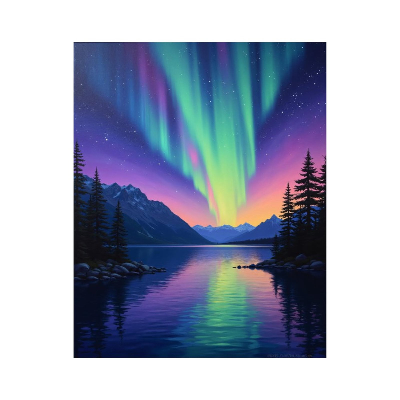 Paint by Numbers Kit for Adults, Aurora Mountain Lake Reflection Paint ...