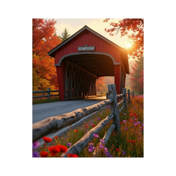 Paint by Numbers Kit for Adults, Autumn Covered Bridge Scenic View Paint by Numbers, Easy Paint by Numbers Kit for Adults Beginner, DIY Adult Paint by Number Kits on Canvas, Home Decor