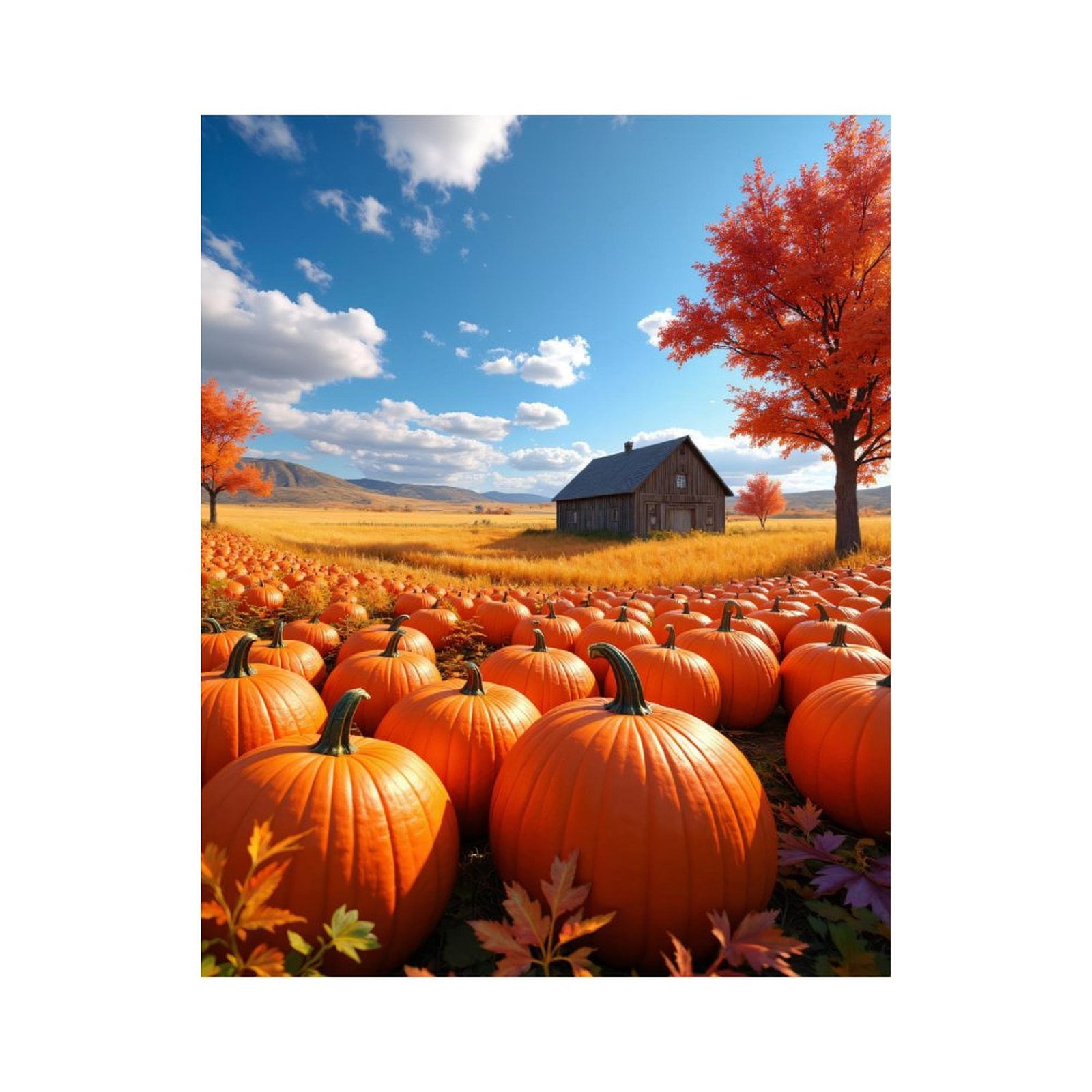 Paint by Numbers Kit for Adults, Autumn Field Pumpkins Cottage Scene ...