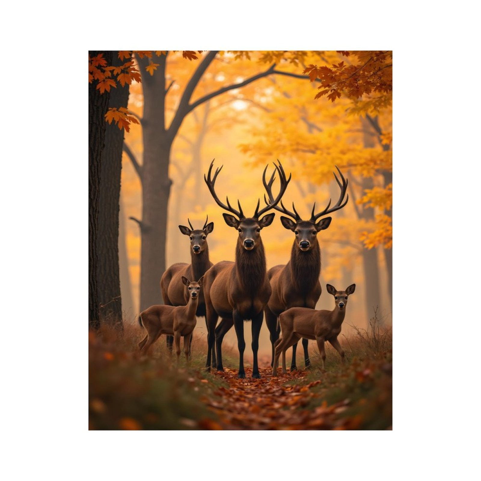 Paint by Numbers Kit for Adults, Autumn Forest Deer Family Scene Paint by Numbers, Easy Paint by Numbers Kit for Adults Beginner, DIY Adult Paint by Number Kits on Canvas, Home Decor 12x16in