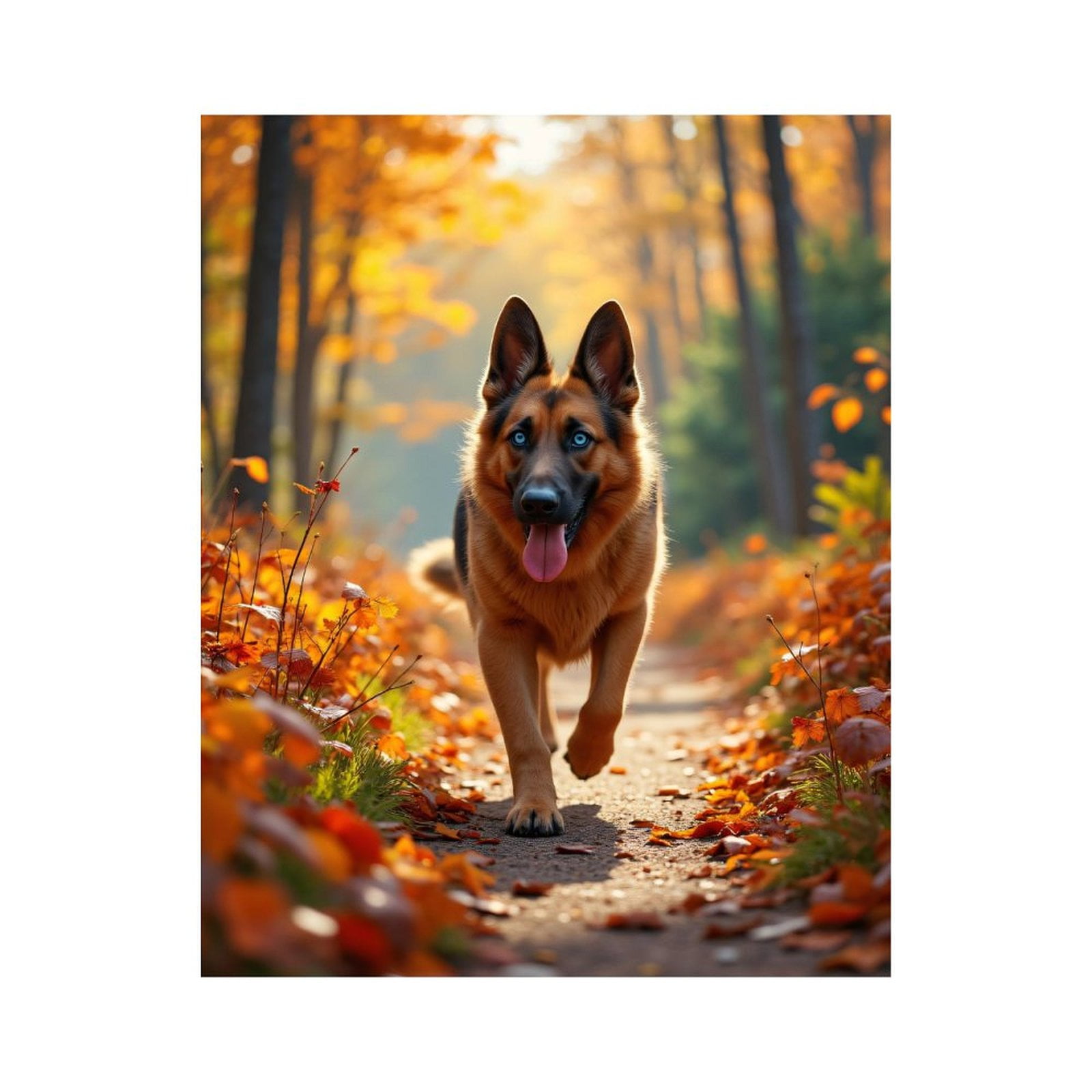 Paint by Numbers Kit for Adults, Autumn Forest German Shepherd Walk Paint by Numbers, Easy Paint by Numbers Kit for Adults Beginner, DIY Adult Paint by Number Kits on Canvas, Home Decor