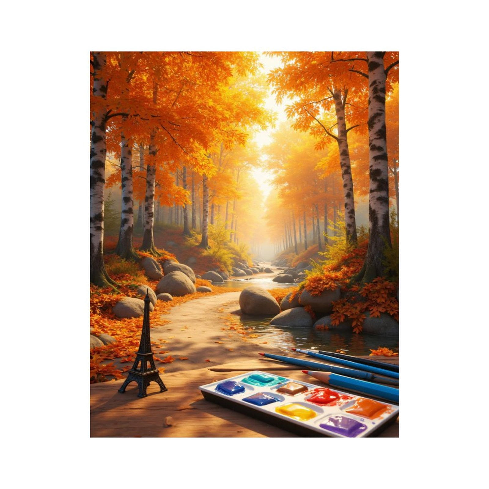 Paint by Numbers Kit for Adults, Autumn Forest Watercolor Scene Paint ...