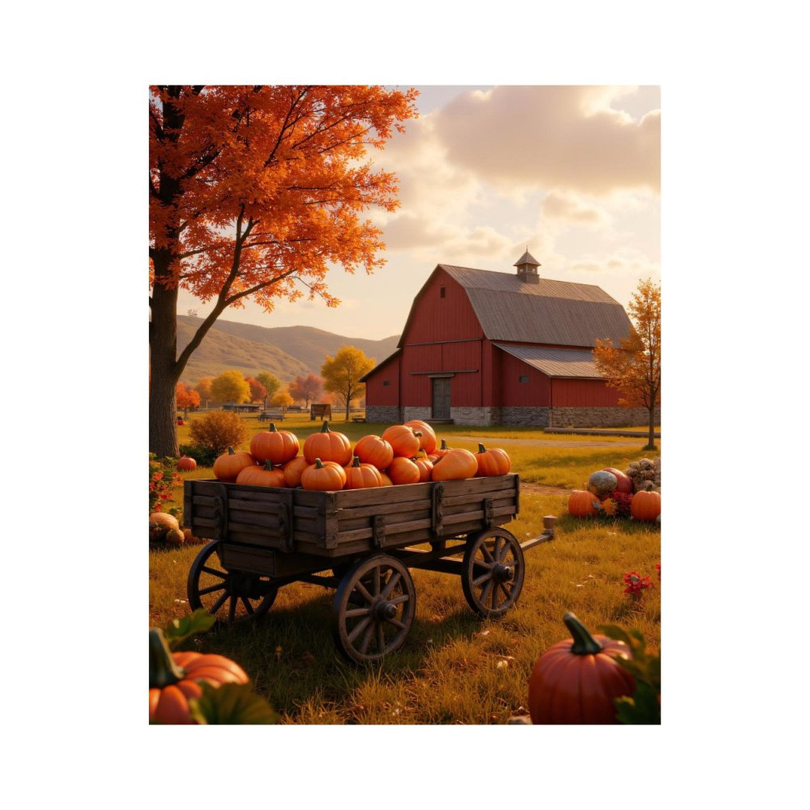 Paint by Numbers Kit for Adults, Autumn Harvest Barn Scene Paint by Numbers, Easy Paint by Numbers Kit for Adults Beginner, DIY Adult Paint by Number Kits on Canvas, Home Decor