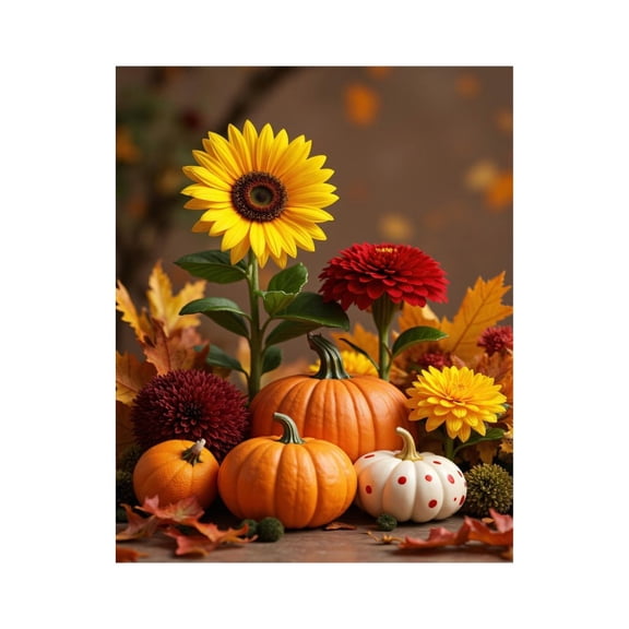 Paint by Numbers Kit for Adults, Autumn Harvest Pumpkin Flowers Paint by Numbers, Easy Paint by Numbers Kit for Adults Beginner, DIY Adult Paint by Number Kits on Canvas, 12x16in Home Decor