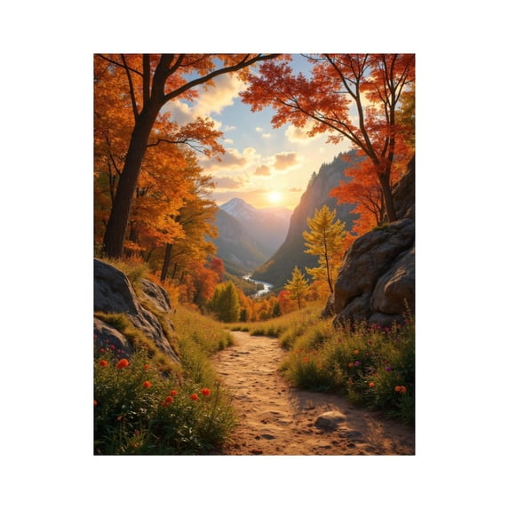 Paint by Numbers Kit for Adults, Autumn Mountain Pathway Sunset Paint by Numbers, Easy Paint by Numbers Kit for Adults Beginner, DIY Adult Paint by Number Kits on Canvas, 12x16in Home Decor
