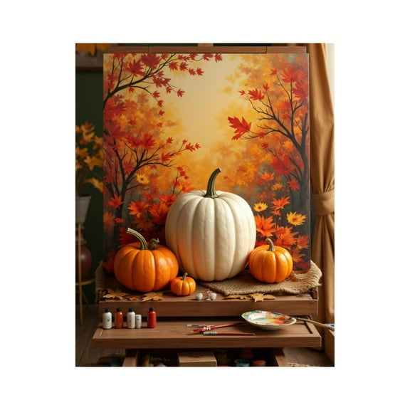 Paint by Numbers Kit for Adults, Autumn Painting Pumpkins Art Display Paint by Numbers, Easy Paint by Numbers Kit for Adults Beginner, DIY Adult Paint by Number Kits on Canvas, Home Decor