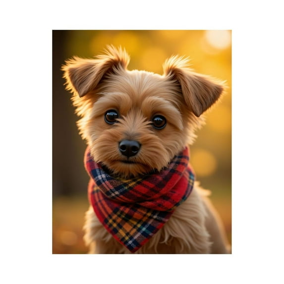 Paint by Numbers Kit for Adults, Autumn Puppy Portrait Plaid Scarf Paint by Numbers, Easy Paint by Numbers Kit for Adults Beginner, DIY Adult Paint by Number Kits on Canvas, Home Decor 12x16in