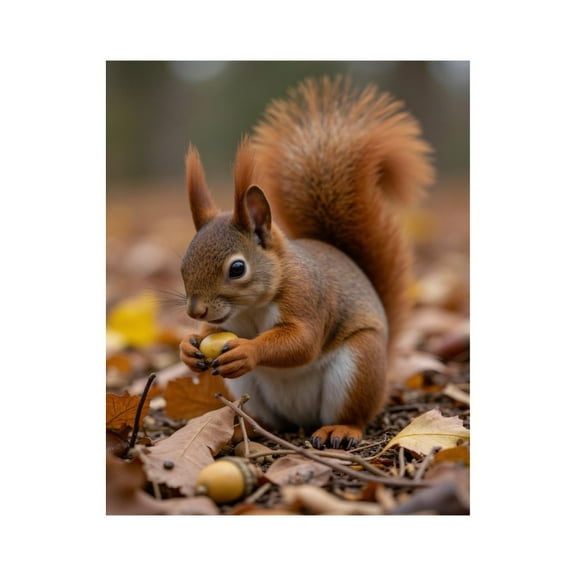 Paint by Numbers Kit for Adults, Autumn Squirrel Collecting Acorns Paint by Numbers, Easy Paint by Numbers Kit for Adults Beginner, DIY Adult Paint by Number Kits on Canvas, 12x16in Home Decor