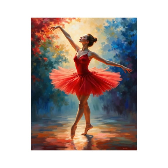 Paint by Numbers Kit for Adults, Ballet Red Dress Elegance Dance Paint by Numbers, Easy Paint by Numbers Kit for Adults Beginner, DIY Adult Paint by Number Kits on Canvas, Home Decor 12x16in