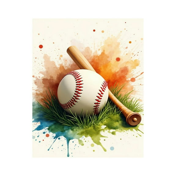 Paint by Numbers Kit for Adults, Baseball Bat Ball Splash Art Paint by Numbers, Easy Paint by Numbers Kit for Adults Beginner, DIY Adult Paint by Number Kits on Canvas, Home Decor 12x16in