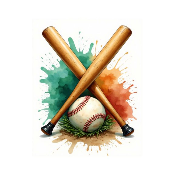 Paint by Numbers Kit for Adults, Baseball Bats And Ball Art Splash Paint by Numbers, Easy Paint by Numbers Kit for Adults Beginner, DIY Adult Paint by Number Kits on Canvas, Home Decor