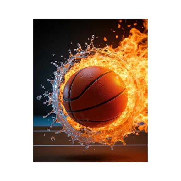 Paint by Numbers Kit for Adults, Basketball Fire Water Splash Paint by Numbers, Easy Paint by Numbers Kit for Adults Beginner, DIY Adult Paint by Number Kits on Canvas, Home Decor