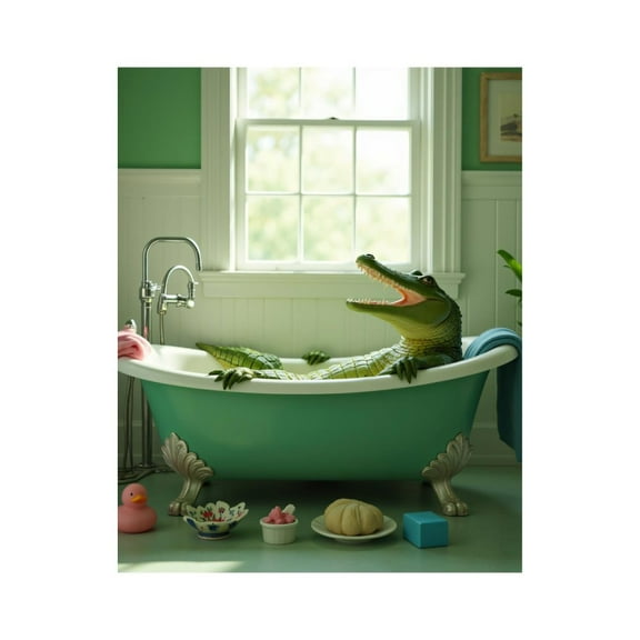 Paint by Numbers Kit for Adults, Bathing Alligator Cute Bathroom Scene Paint by Numbers, Easy Paint by Numbers Kit for Adults Beginner, DIY Adult Paint by Number Kits on Canvas, Home Decor