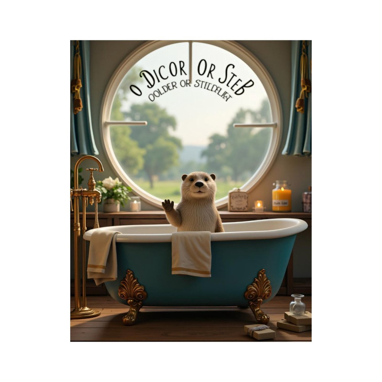 Paint by Numbers Kit for Adults, Bathing Otter Cute Cozy Bathroom Paint ...