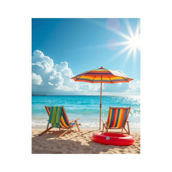 Paint by Numbers Kit for Adults, Beach Chairs Sun Umbrella Seaside Relaxation Paint by Numbers, Easy Paint by Numbers Kit for Adults Beginner, DIY Adult Paint by Number Kits on Canvas, Home Decor