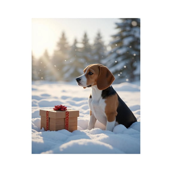 Paint by Numbers Kit for Adults, Beagle Winter Snow Scene Paint by Numbers, Easy Paint by Numbers Kit for Adults Beginner, DIY Adult Paint by Number Kits on Canvas, Home Decor 12x16in