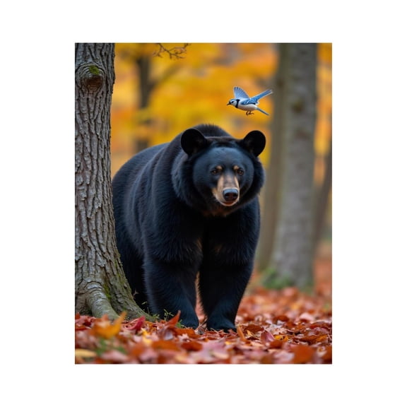 Paint by Numbers Kit for Adults, Bear Autumn Forest Bird Encounter Paint by Numbers, Easy Paint by Numbers Kit for Adults Beginner, DIY Adult Paint by Number Kits on Canvas, Home Decor