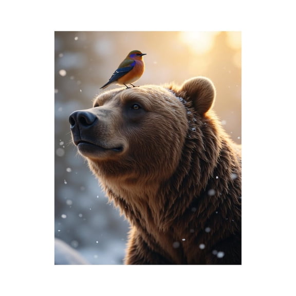 Paint by Numbers Kit for Adults, Bear And Bird Winter Scene Paint by Numbers, Easy Paint by Numbers Kit for Adults Beginner, DIY Adult Paint by Number Kits on Canvas, Home Decor