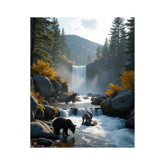 Paint by Numbers Kit for Adults, Bear Creek Serenity Waterfall Scene Paint by Numbers, Easy Paint by Numbers Kit for Adults Beginner, DIY Adult Paint by Number Kits on Canvas, Home Decor