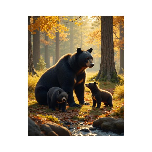 Paint by Numbers Kit for Adults, Bear Family In Autumn Woods Paint by Numbers, Easy Paint by Numbers Kit for Adults Beginner, DIY Adult Paint by Number Kits on Canvas, Home Decor