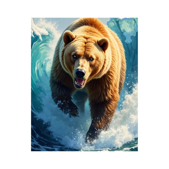Paint by Numbers Kit for Adults, Bear Ocean Wave Power Force Paint by Numbers, Easy Paint by Numbers Kit for Adults Beginner, DIY Adult Paint by Number Kits on Canvas, Home Decor