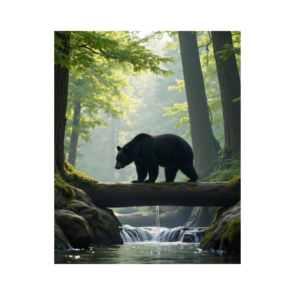 Paint by Numbers Kit for Adults, Bear Walking Forest Stream Bridge Paint by Numbers, Easy Paint by Numbers Kit for Adults Beginner, DIY Adult Paint by Number Kits on Canvas, 12x16in Home Decor