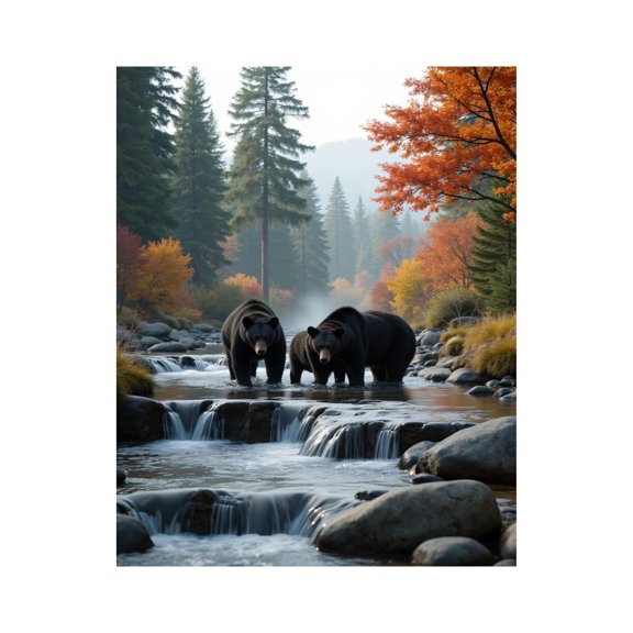 Paint by Numbers Kit for Adults, Bears In Autumn Forest Stream Paint by Numbers, Easy Paint by Numbers Kit for Adults Beginner, DIY Adult Paint by Number Kits on Canvas, Home Decor
