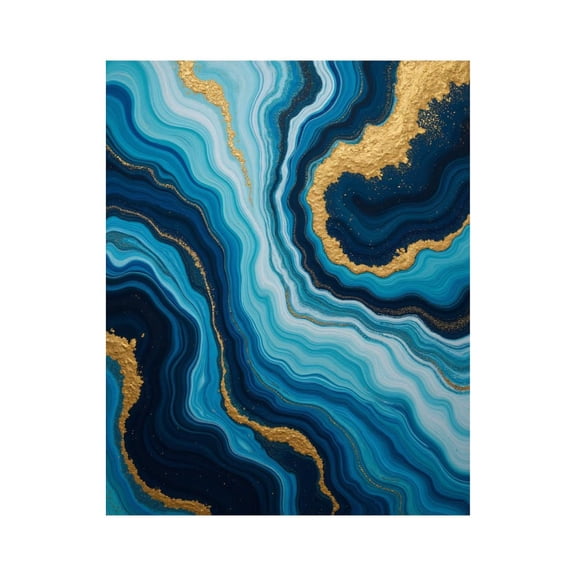 Paint By Numbers Kit for Adults Beginner - Abstract Blue Gold Flowing Waves DIY Canvas Painting Kits for Adults, Frameless Paint By Number for Adults for Home Wall Decor 16x20 Inch