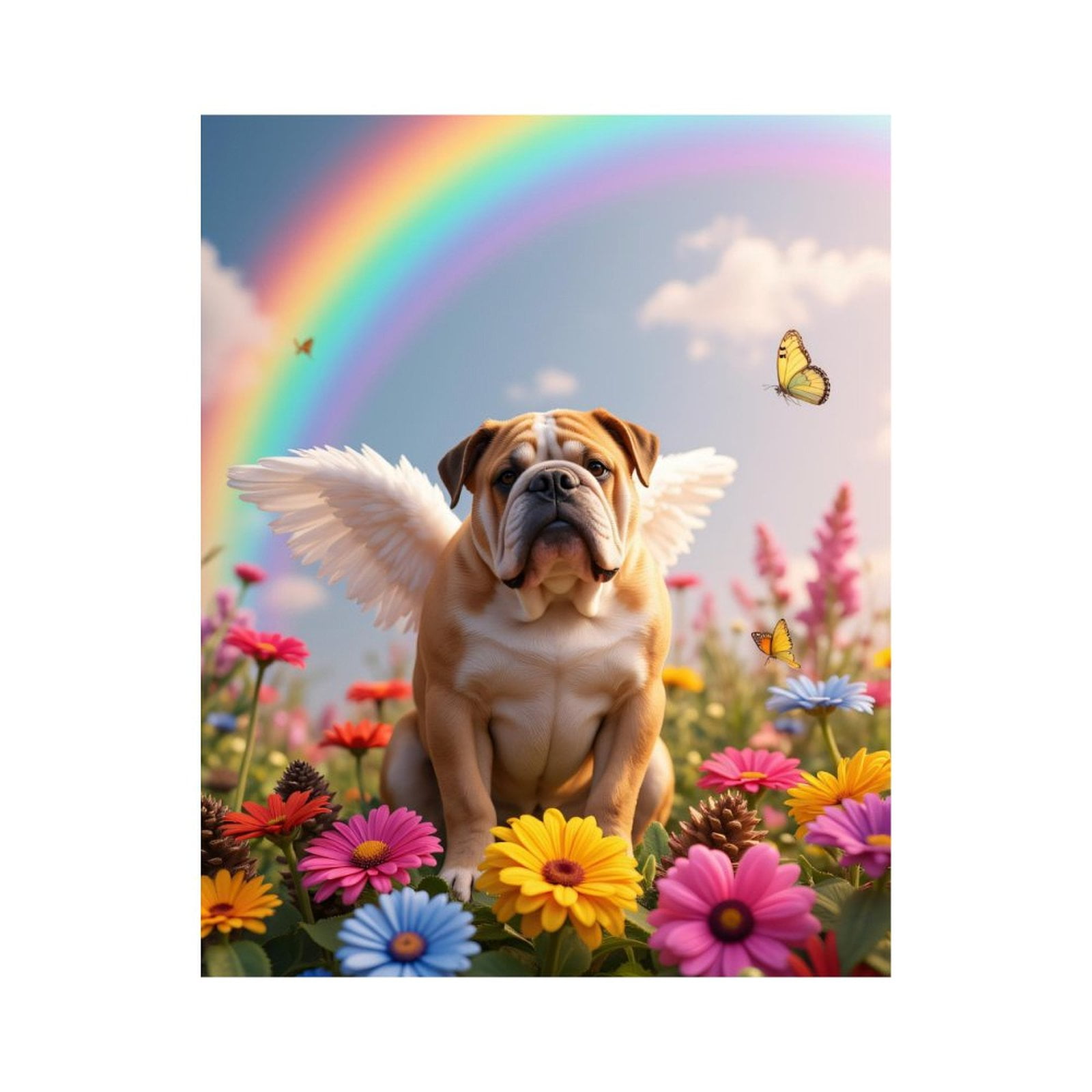 Paint By Numbers Kit for Adults Beginner - Angel Dog In Flower Meadow DIY Canvas Painting Kits for Adults, Frameless Paint By Number for Adults for Home Wall Decor 16x20 Inch