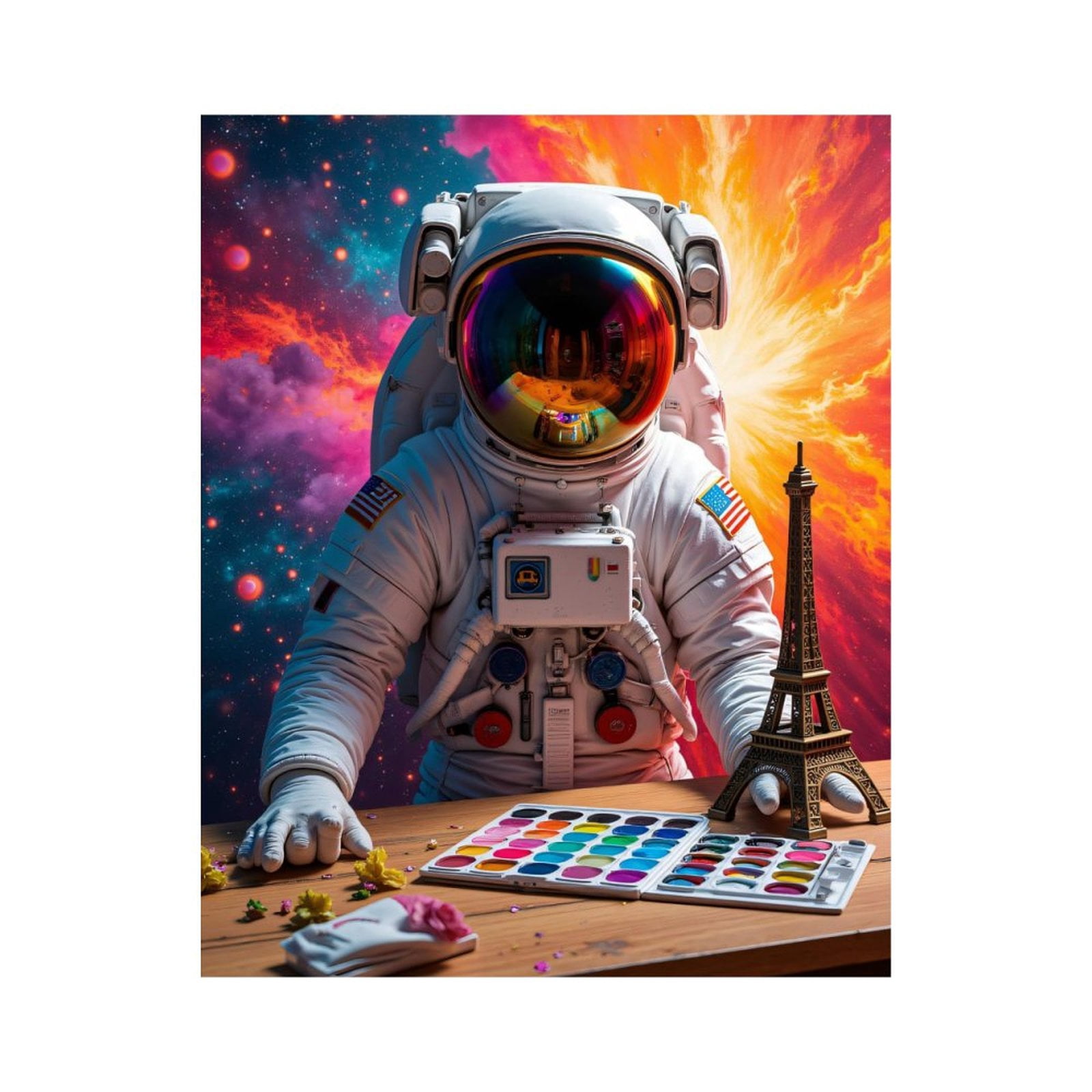Paint By Numbers Kit for Adults Beginner - Astronaut Art Cosmos Eiffel Colors DIY Canvas Painting Kits for Adults, Frameless Paint By Number for Adults for Home Wall Decor 16x20 Inch