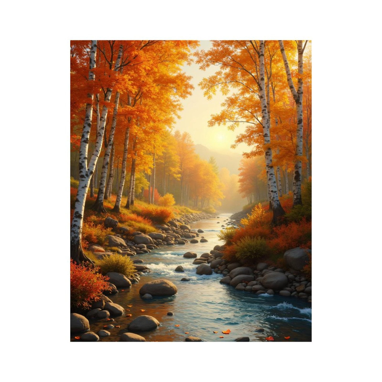 Paint By Numbers Kit for Adults Beginner - Autumn Forest River Serene Landscape DIY Canvas Painting Kits for Adults, Frameless Paint By Number for Adults for Home Wall Decor 16x20 Inch