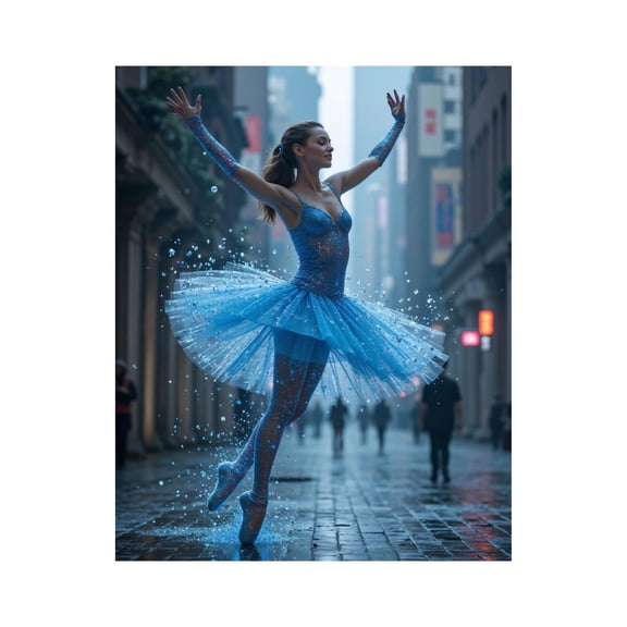 Paint By Numbers Kit for Adults Beginner - Ballet Dancer Blue City Street DIY Canvas Painting Kits for Adults, Frameless Paint By Number for Adults for Home Wall Decor 16x20 Inch