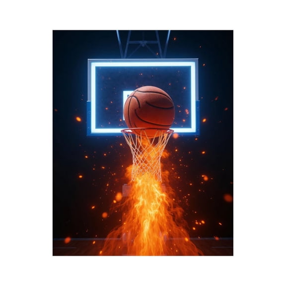 Paint By Numbers Kit for Adults Beginner - Basketball Hoop Fire Flames Dynamic DIY Canvas Painting Kits for Adults, Frameless Paint By Number for Adults for Home Wall Decor 16x20 Inch