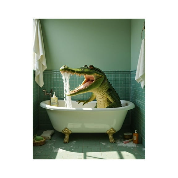 Paint By Numbers Kit for Adults Beginner - Bathroom Alligator Clawfoot Tub DIY Canvas Painting Kits for Adults, Frameless Paint By Number for Adults for Home Wall Decor 16x20 Inch