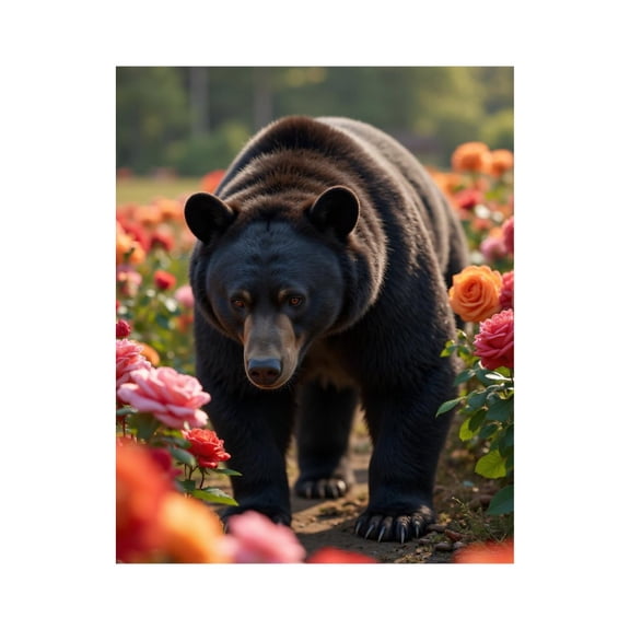 Paint By Numbers Kit for Adults Beginner - Bear Among Roses Blossoms DIY Canvas Painting Kits for Adults, Frameless Paint By Number for Adults for Home Wall Decor 16x20 Inch