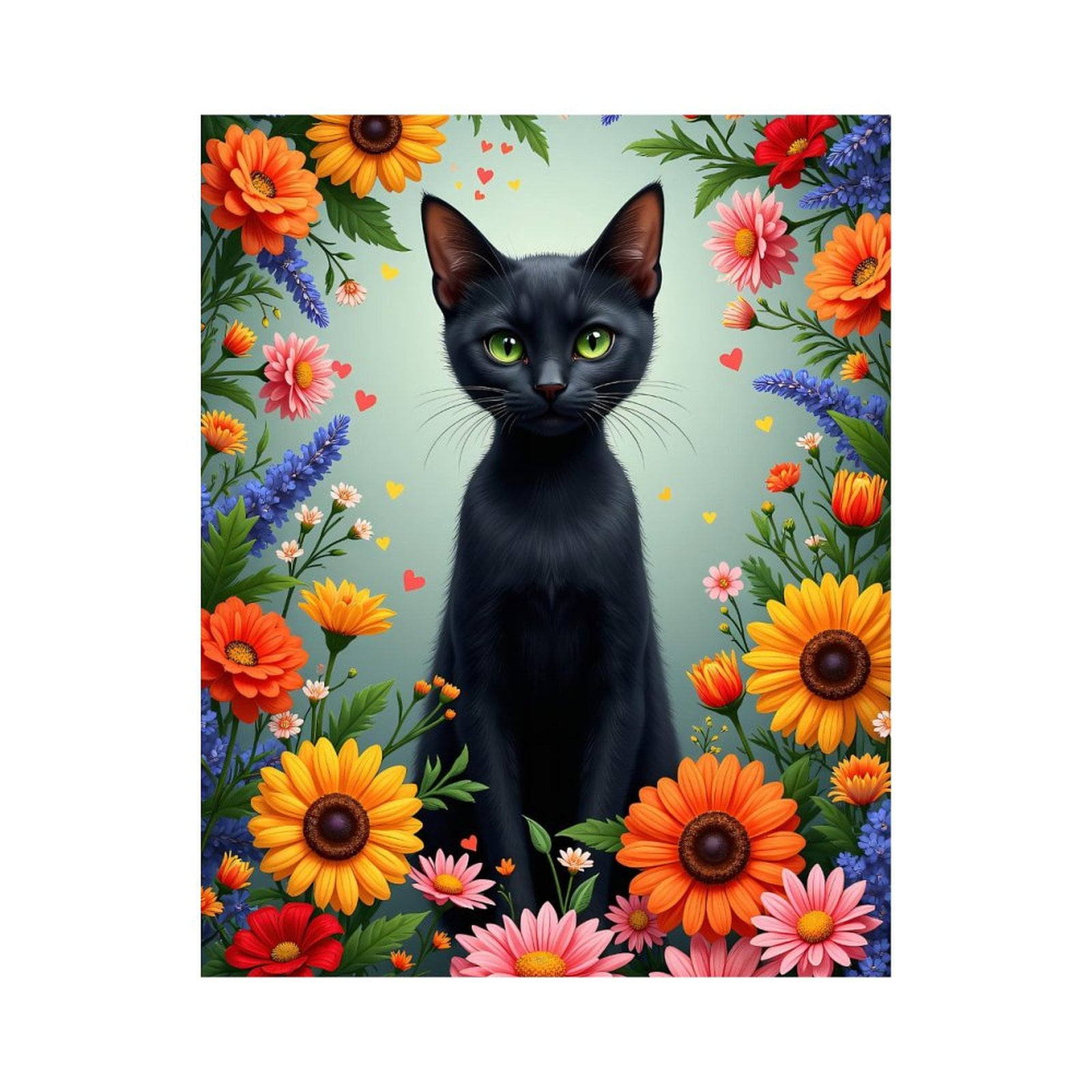Paint By Numbers Kit for Adults Beginner - Black Cat Floral Frame Art DIY Canvas Painting Kits for Adults, Frameless Paint By Number for Adults for Home Wall Decor 16x20 Inch