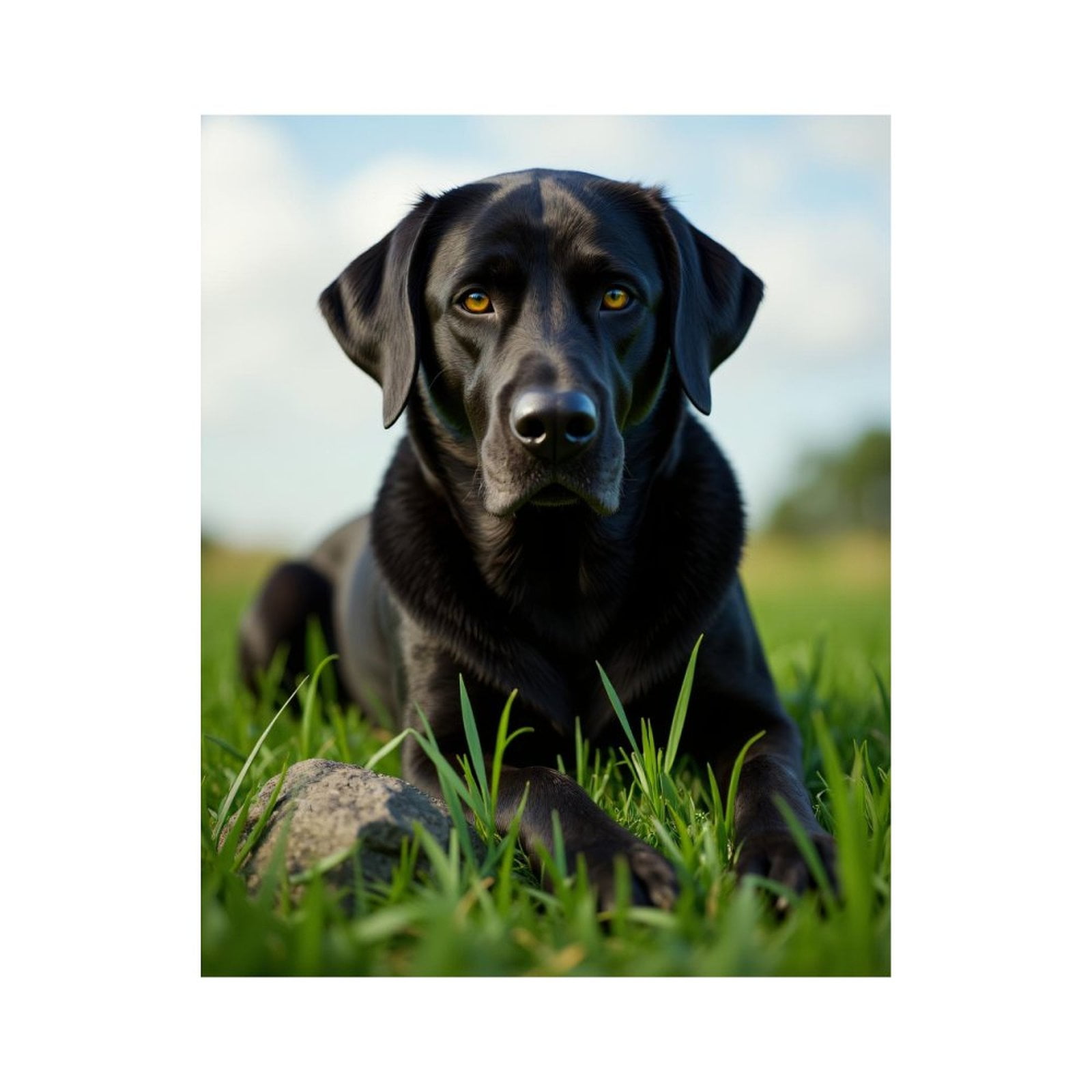 Paint By Numbers Kit for Adults Beginner - Black Labrador Dog In Grass Field DIY Canvas Painting Kits for Adults, Frameless Paint By Number for Adults for Home Wall Decor 16x20 Inch