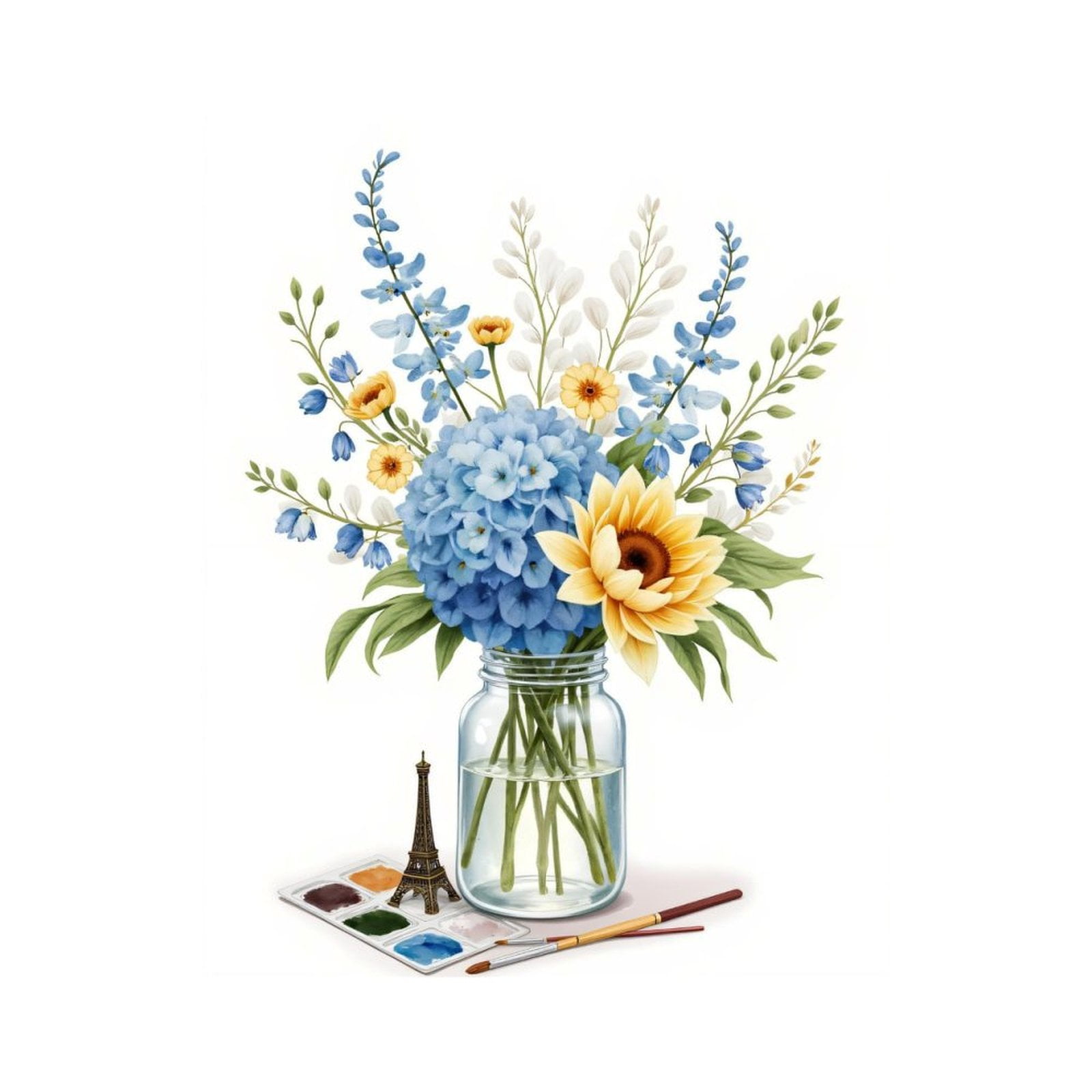 Paint By Numbers Kit for Adults Beginner - Blue Bouquet Sunflower Jar Art DIY Canvas Painting Kits for Adults, Frameless Paint By Number for Adults for Home Wall Decor 16x20 Inch