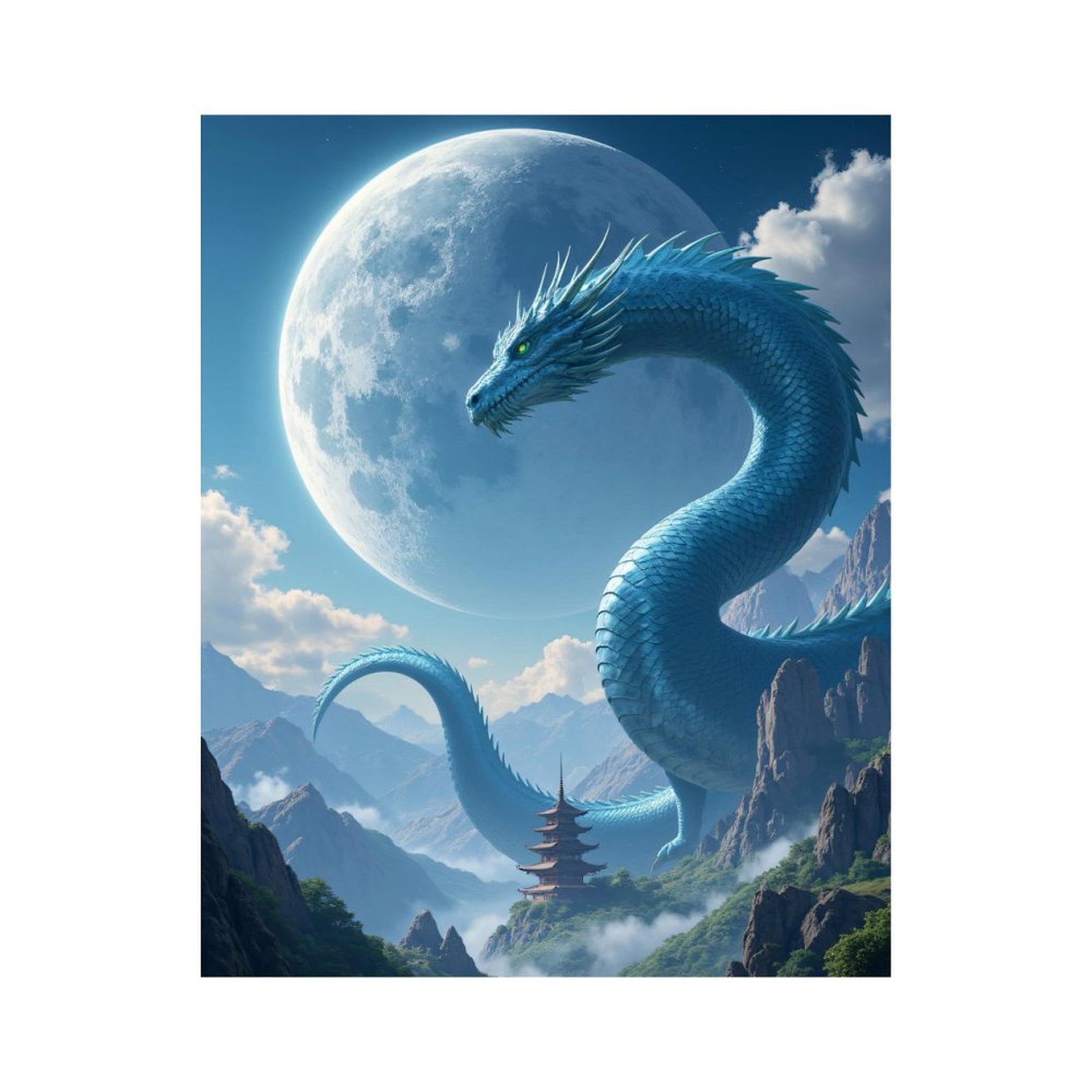 Paint By Numbers Kit for Adults Beginner - Blue Serpent Moon Mountain ...