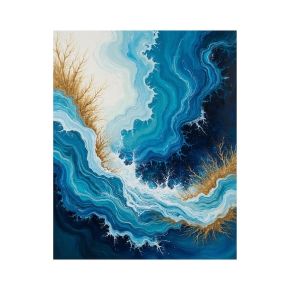 Paint By Numbers Kit for Adults Beginner - Blue Waves Abstract Ocean Painting DIY Canvas Painting Kits for Adults, Frameless Paint By Number for Adults for Home Wall Decor 16x20 Inch