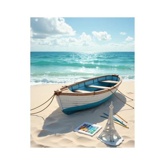 Paint By Numbers Kit for Adults Beginner - Boat Beach Model Colors Ocean Scene DIY Canvas Painting Kits for Adults, Frameless Paint By Number for Adults for Home Wall Decor 16x20 Inch