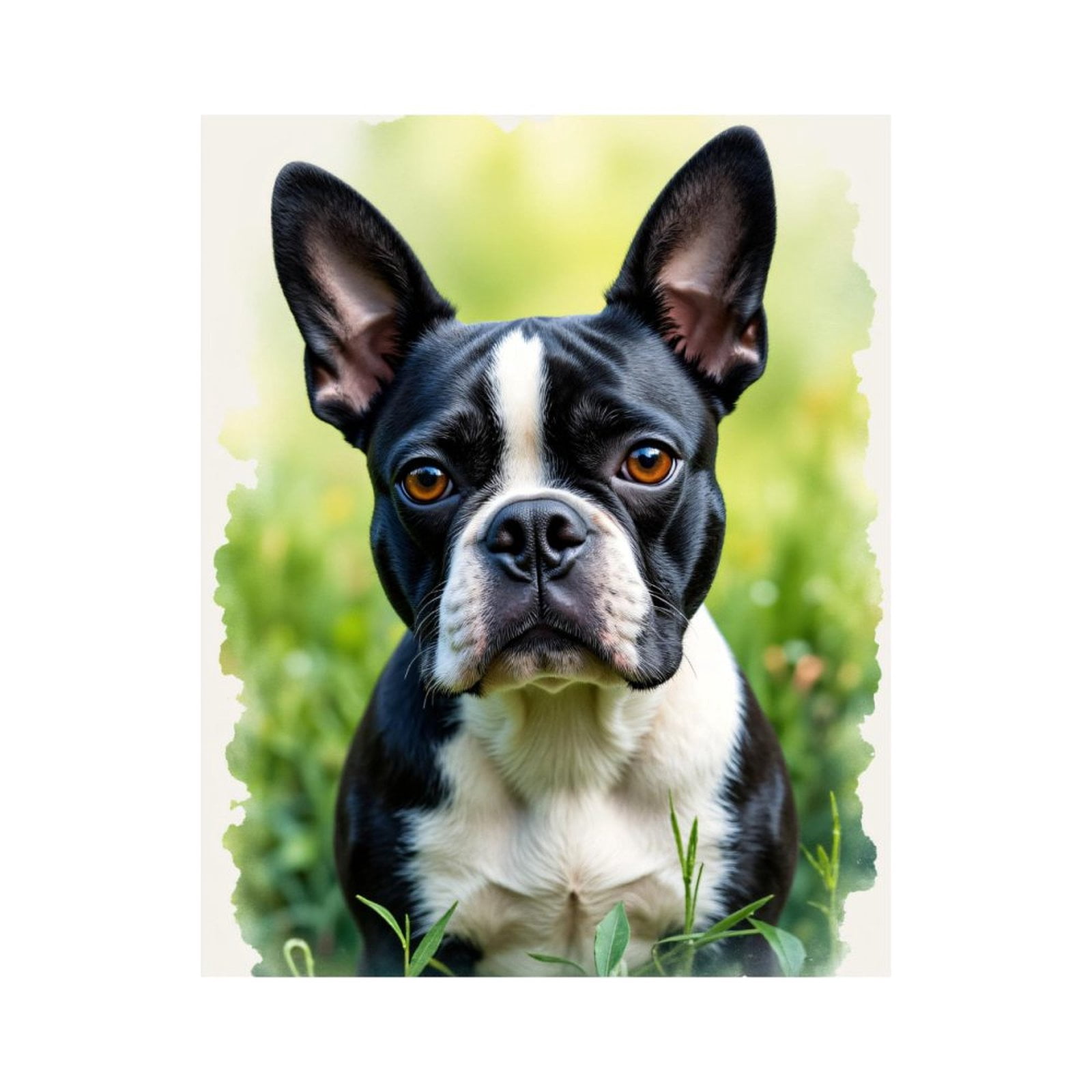 Paint By Numbers Kit for Adults Beginner - Boston Terrier Portrait Garden Bliss DIY Canvas Painting Kits for Adults, Frameless Paint By Number for Adults for Home Wall Decor 16x20 Inch