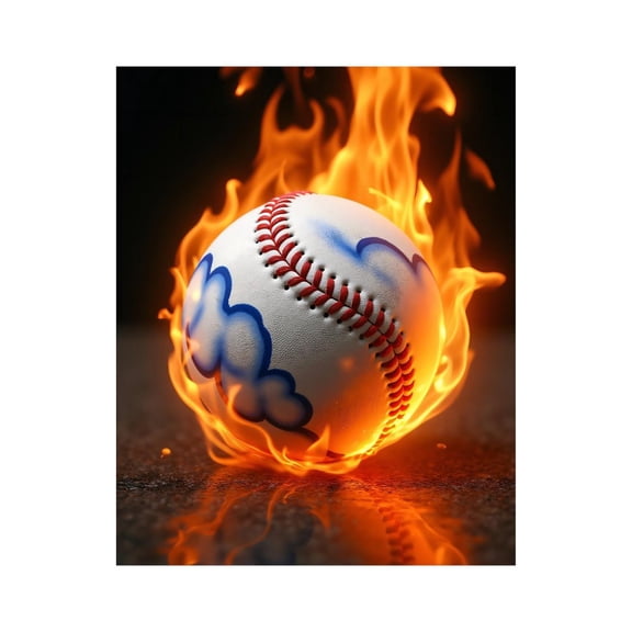 Paint By Numbers Kit for Adults Beginner - Burning Baseball Blue Clouds DIY Canvas Painting Kits for Adults, Frameless Paint By Number for Adults for Home Wall Decor 16x20 Inch